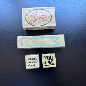 Wood Mounted Rubber Stamps Bundle of 4